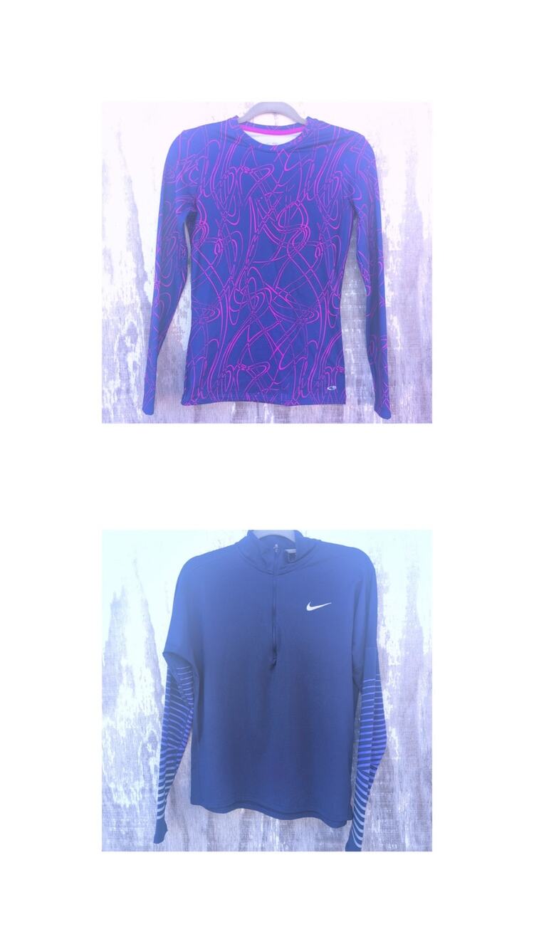 Nike / Champion (2) Gym Running Workout Tops Quarter Zip/Compression Women's M